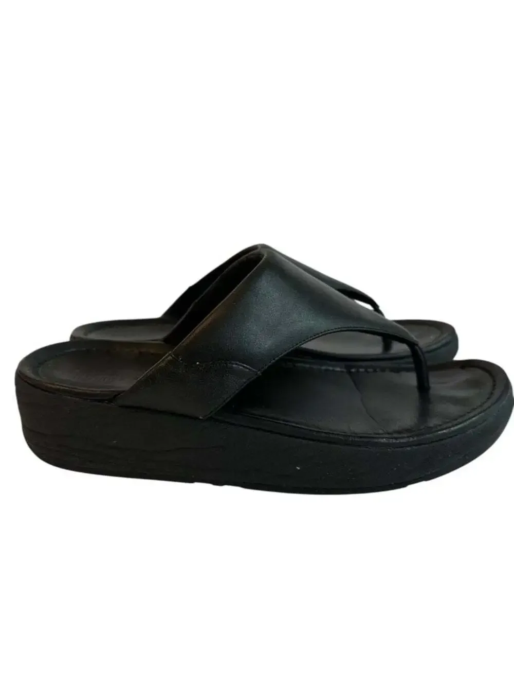 FitFlop Lulu Platform Thong Sandals Black Travel Walking Comfort Size 11
